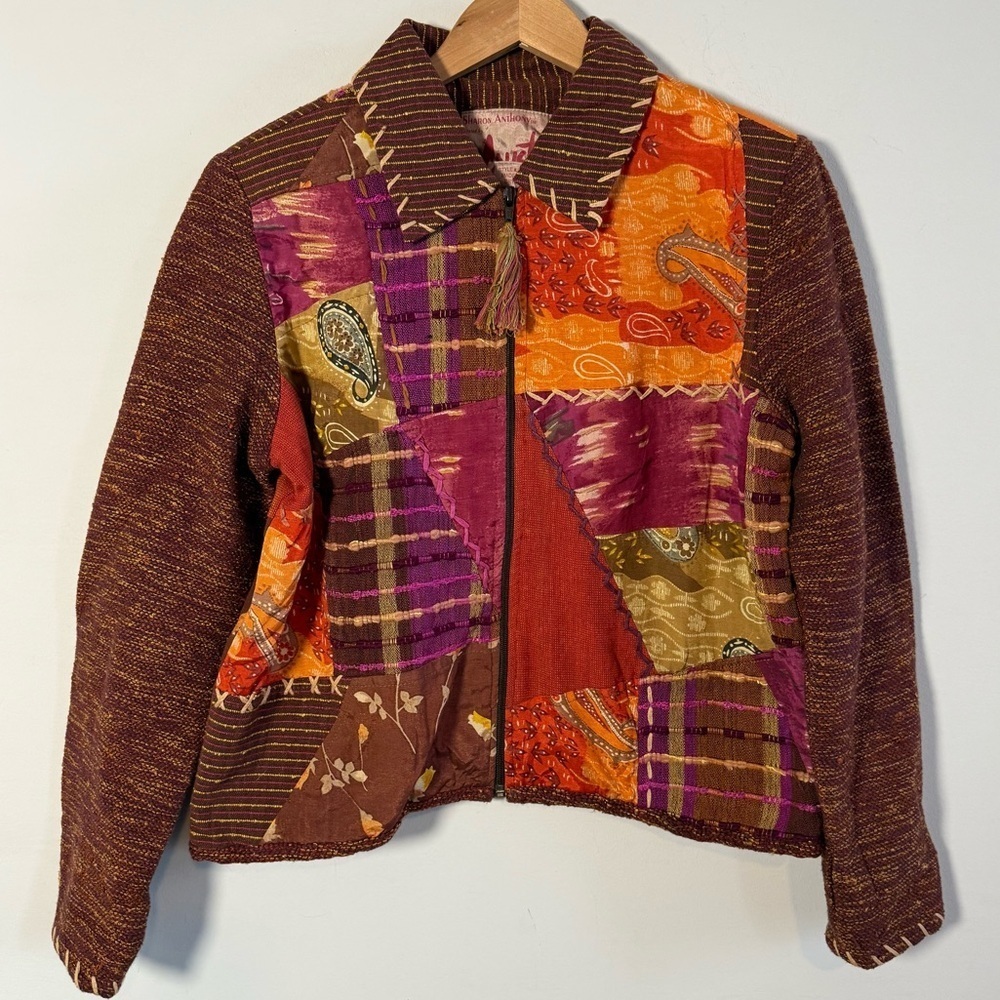 Sharon Anthony 90’s Patchwork Zip Jacket, Size L